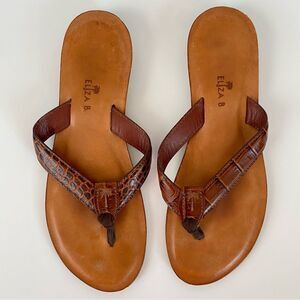Eliza B Leather Flip Flop Sandals - Size 6